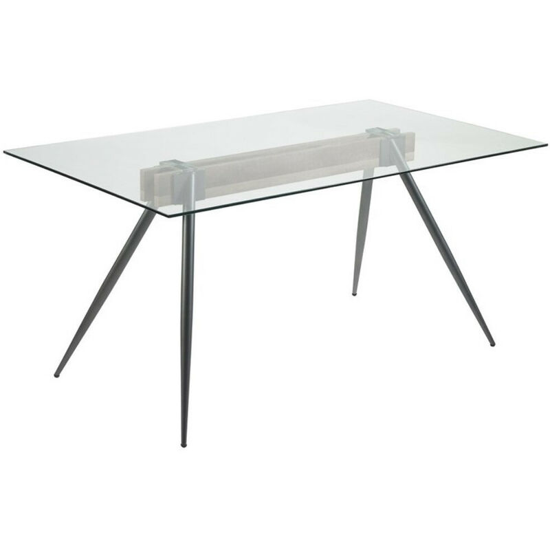 Les Tendances - Table à manger rectangulaire verre et pieds métal argenté Raya L 160 cm