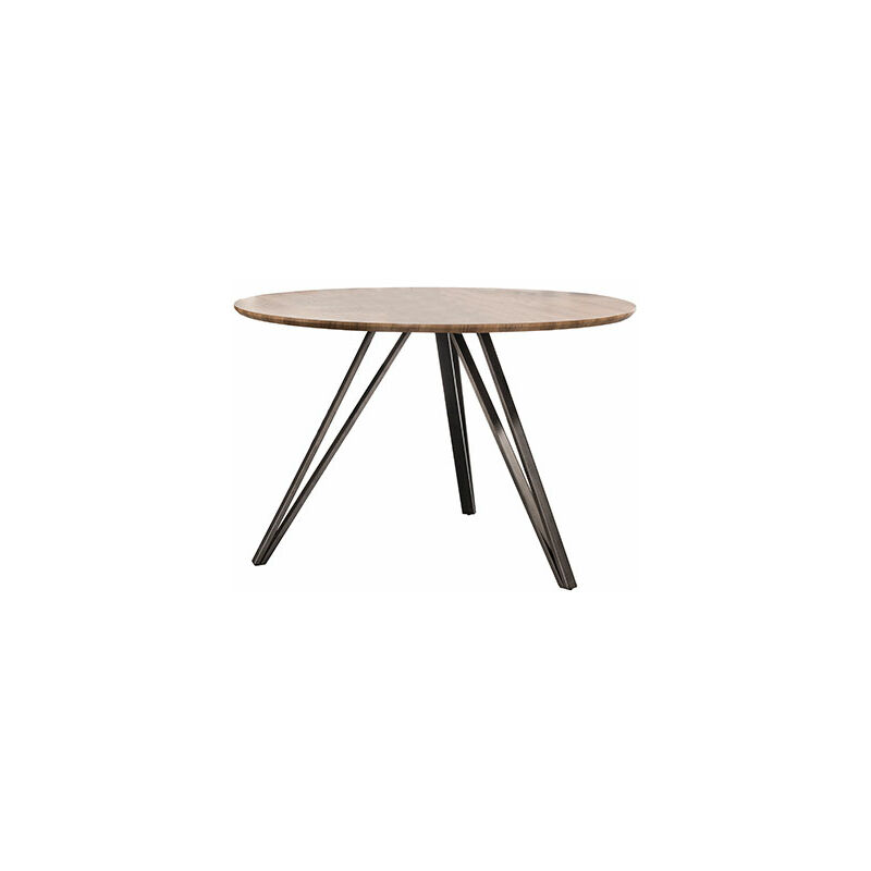Table à manger ronde 120x120x76 cm avec décor chêne brun