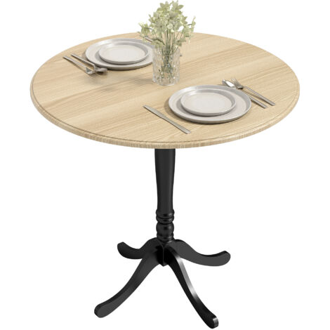 Table manger ronde 4 personnes Ø80 cm table cuisine piétement acier style moderne bois naturel noir