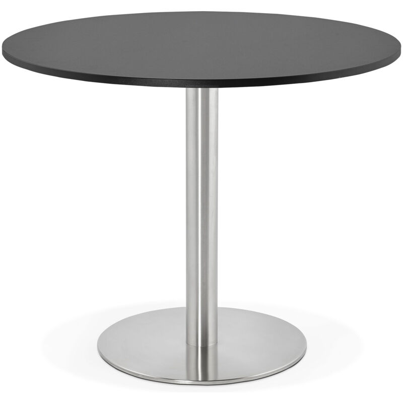 M&s - Table à manger ronde 90 cm en bois noir et pied en acier - bahia
