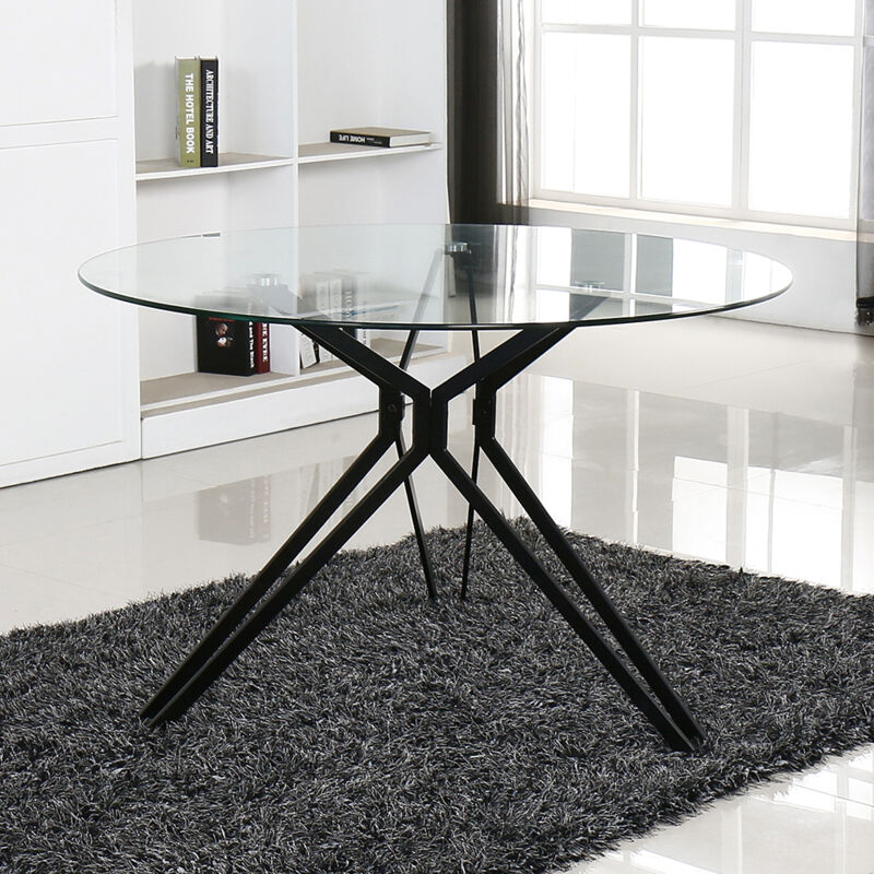 Designetsamaison - Table à manger ronde 120cm design en verre - Matera