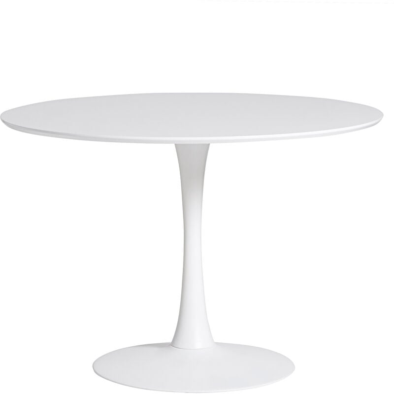 Pegane - Table à manger ronde en mdf avec armature en métal laqué blanc - Diamètre 110 x Hauteur 75 cm