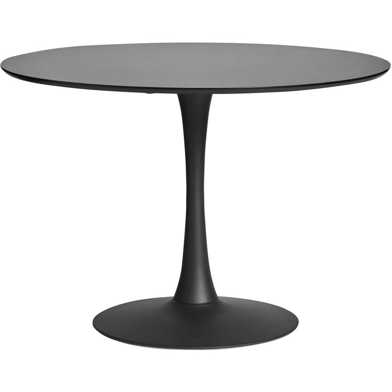 Pegane - Table à manger ronde en mdf avec armature en métal laqué noir - Diamètre 110 x Hauteur 75 cm