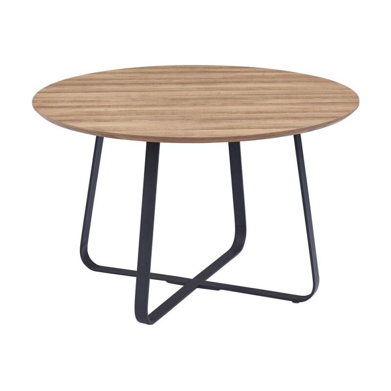 Price Factory - Table à manger ronde NOVES, ø120cm - brun/noir - Style Moderne - Marron