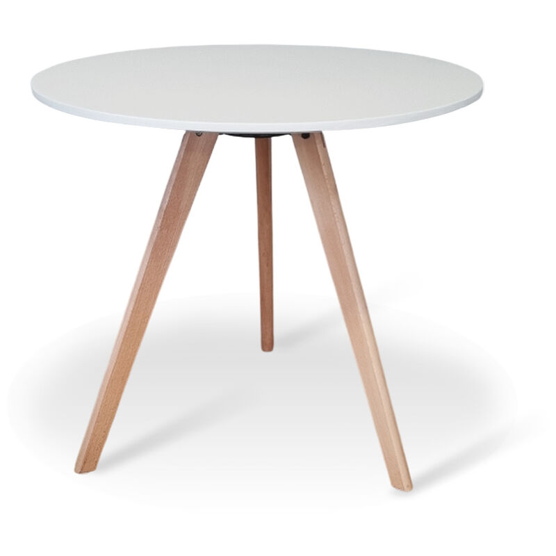 Designetsamaison - Table à manger ronde scandinave blanche 80cm - Oslo