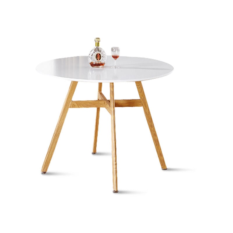 Designetsamaison - Table à manger ronde scandinave en bois 80cm - Umbria