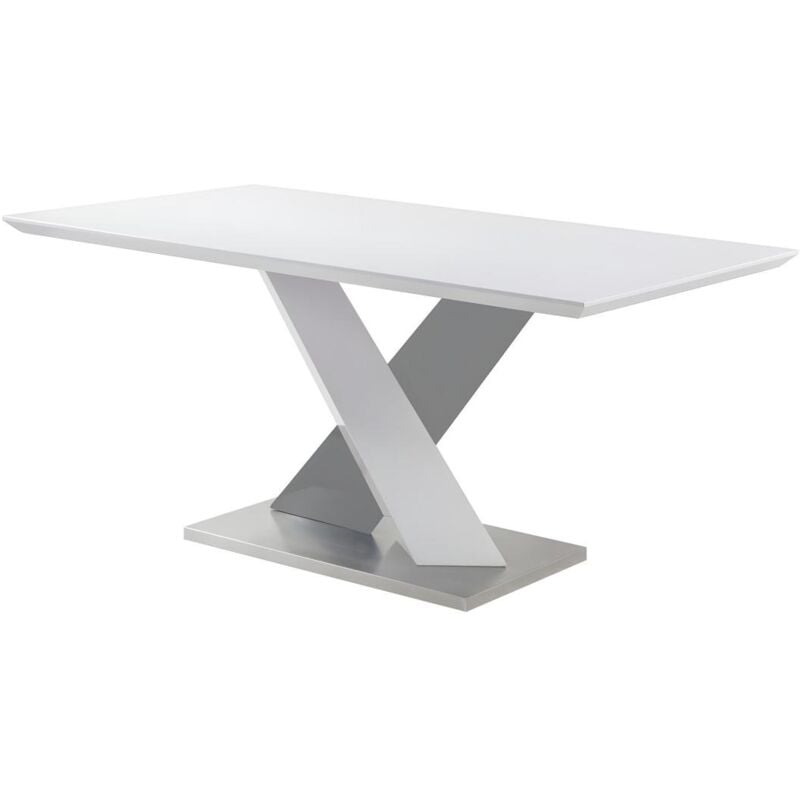 Vente-unique - Table à manger salva - 6 personnes - mdf laqué - Blanc et anthracite