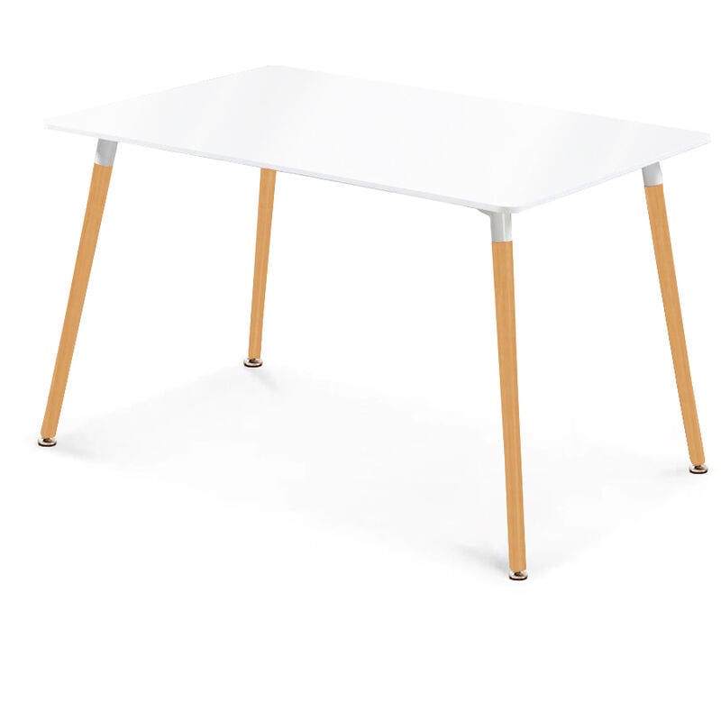 Hobag - Table à manger scandinave 6 personnes blanche 120 cm - Blanc