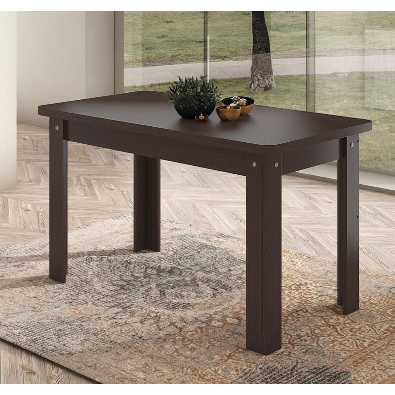 Table à manger, table de salon rectangulaire coloris wengué - longueur 140 x profondeur 80 x Hauteur 73,6 cm -PEGANE-