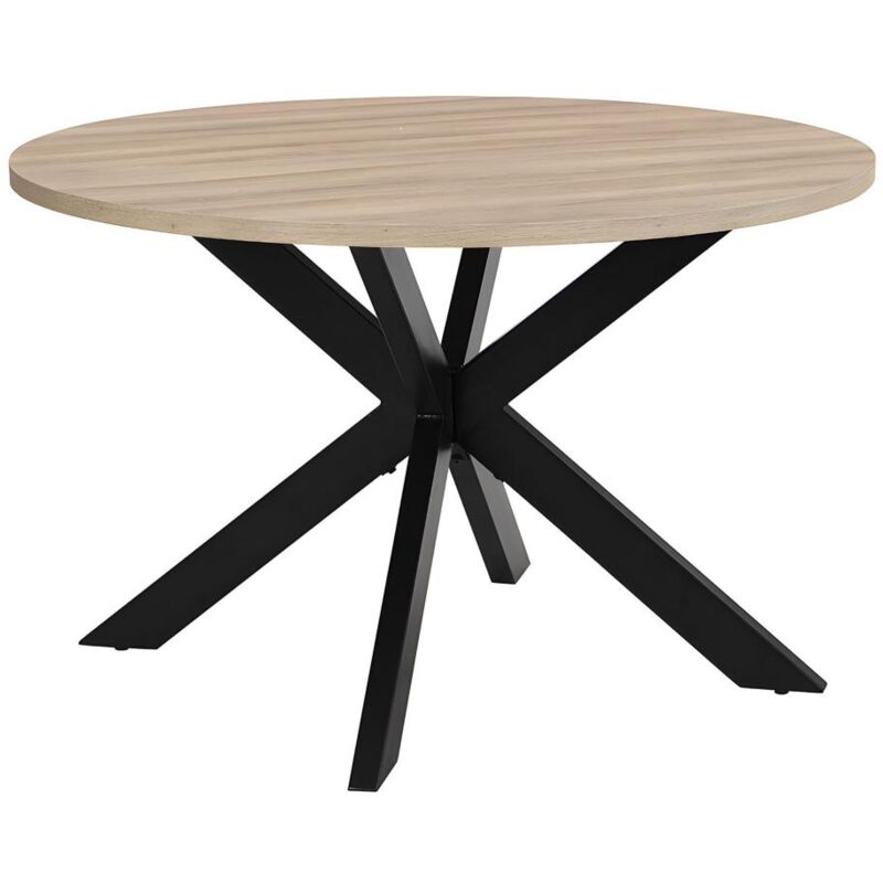 Table à manger TILKI - 4 personnes - MDF & Métal - Chêne et Noir