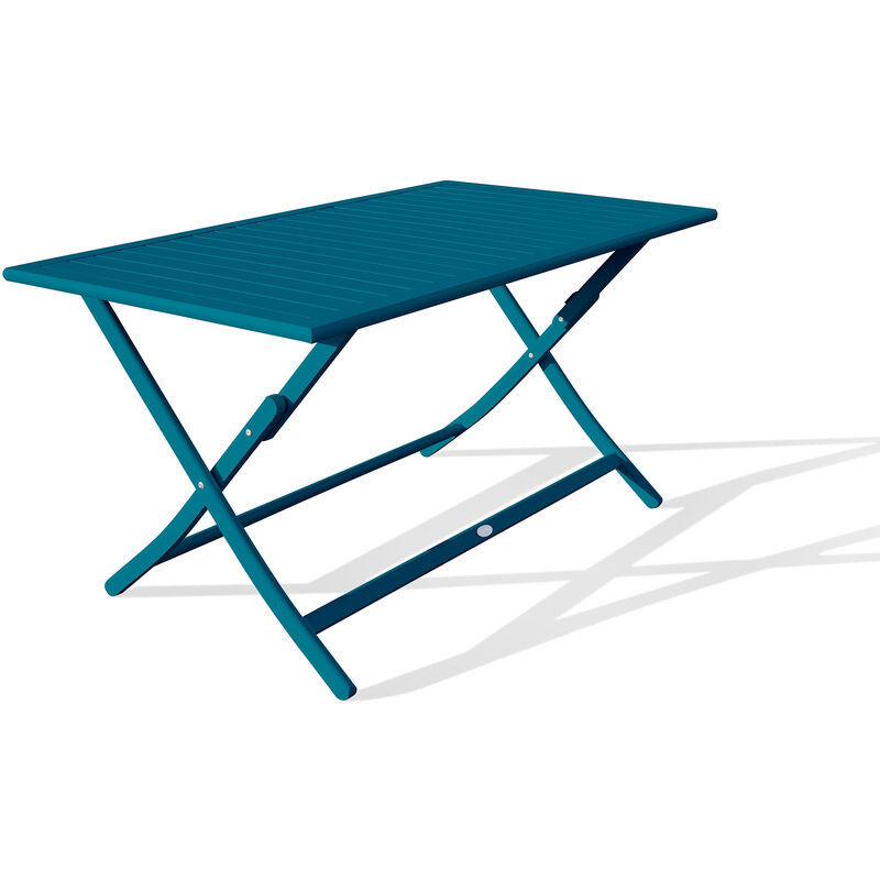 Marius - Table de jardin pliante en aluminium bleu canard - city garden