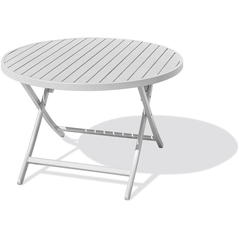 Citygarden - marius - Table de jardin ronde pliante en aluminium gris - city garden