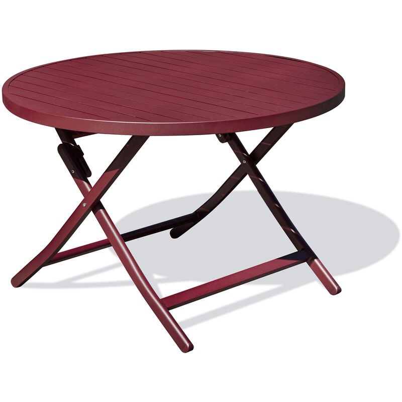Citygarden - marius - Table de jardin ronde pliante en aluminium rouge carmin - city garden