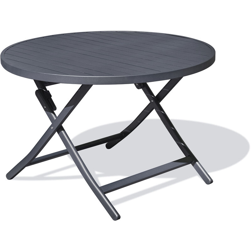 Citygarden - marius - Table de jardin ronde pliante en aluminium gris anthracite - city garden