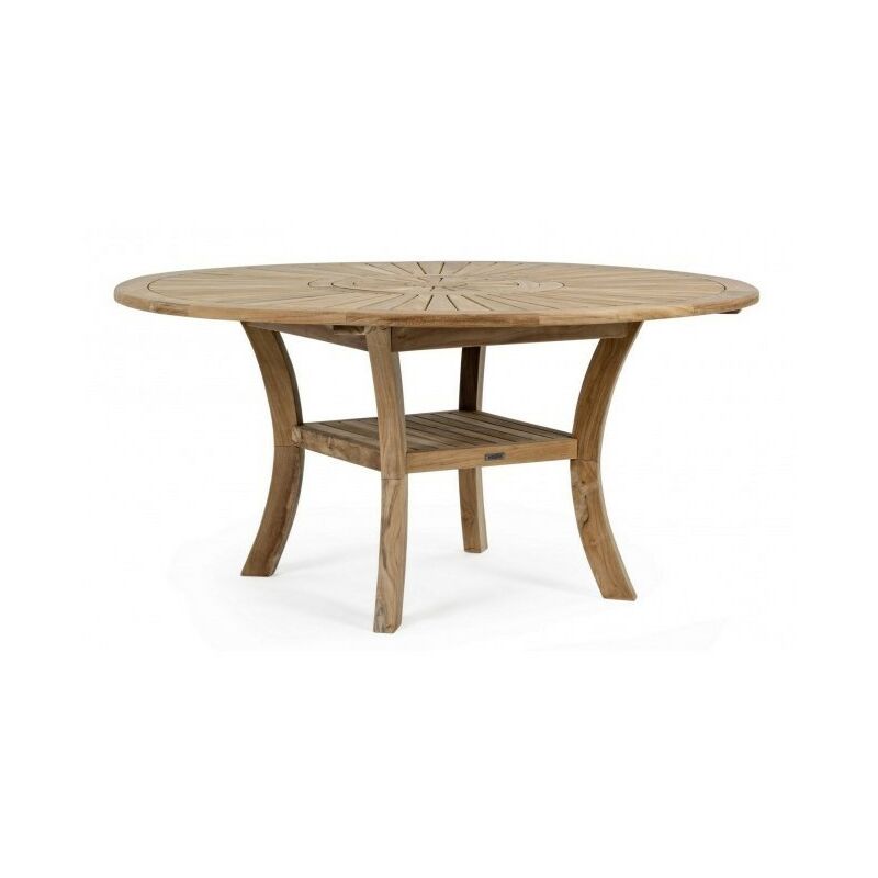 Bizzotto – Table de jardin ronde 155 cm en teck de grade A certifié FSC – Plateau tournant pour service convivial – Design ergonomique et robuste Bizzotto – Table de jardin ronde 155 cm en teck de grade A certifié FSC – Plateau tournant pour service convivial – Design ergonomique et robuste
