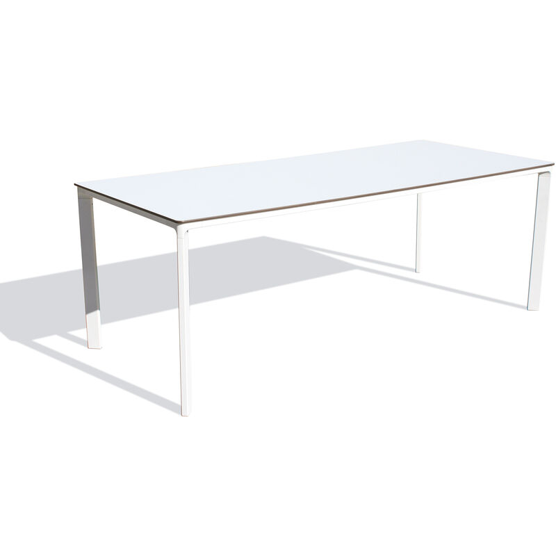 Meet - Table de jardin 8 places en aluminium laqué et peinture Epoxy blanc Ezpeleta