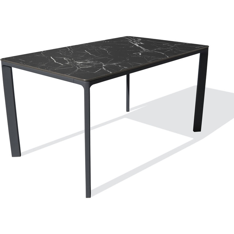 Meet - Table de jardin 6 places en aluminium laqué et peinture Epoxy noire Ezpeleta