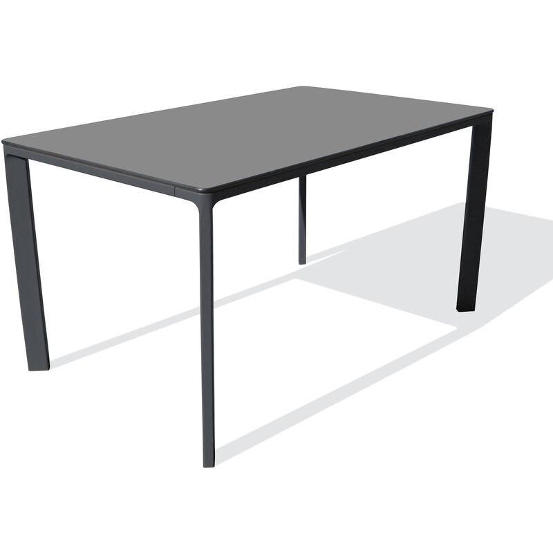 meet - table de jardin 6 pl en aluminium laqué et peinture epoxy anthracite ezpeleta