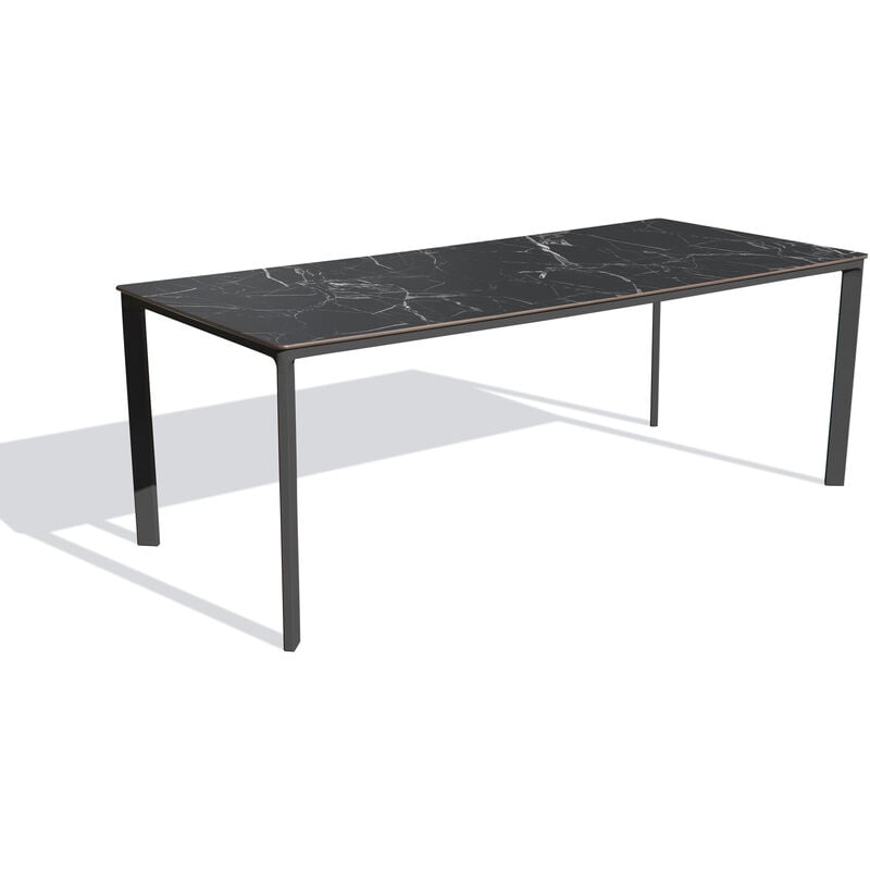 Ezpeleta - meet - Table de jardin 8 places en aluminium laqué et peinture Epoxy noire Noir