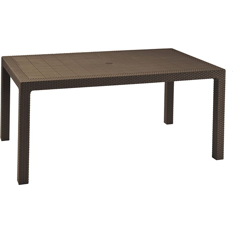 Keter - Table rectangulaire Melody en re'sine antichoc effet polyrotin marron 160x94x74 cm pour jardin exte'rieur