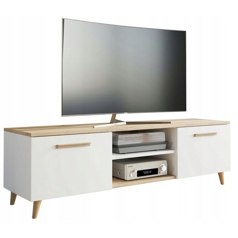Meuble TV BERGEN Chêne artisanal - Banc TV, Table TV - 120 x 40 x 46 cm