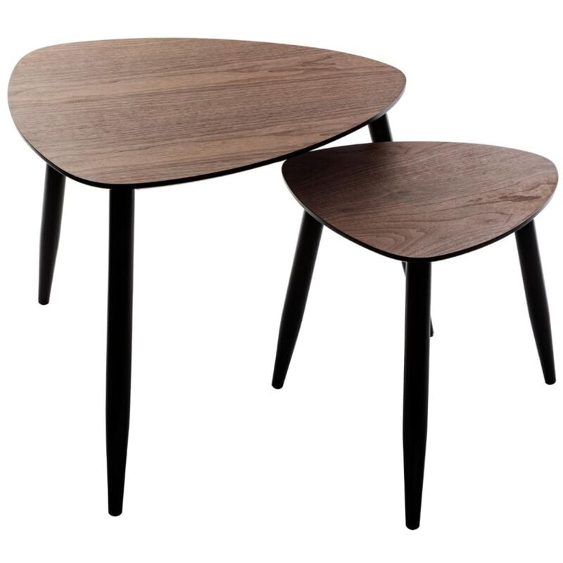 Atmosphera - Tables à café gigognes Mileo noyer L40 60cm créateur d'intérieur
