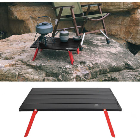 Table Mini Pliable en Aluminium pour Camping et Pique-Nique, Rouge