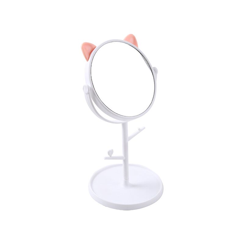 Miroir de maquillage chat mignon - blanc, miroir de table multifonctionnel pour le bureau