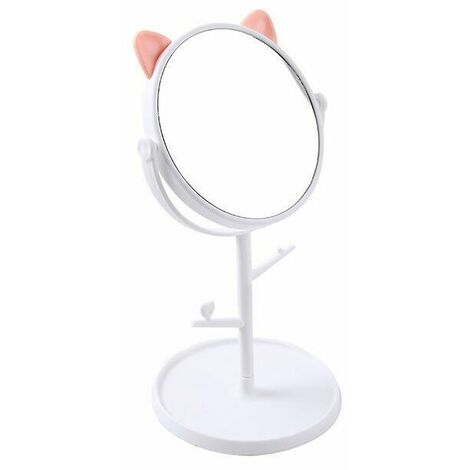 Table miroir bureau simple face créatif mignon chat commode maquillage miroir - blanc