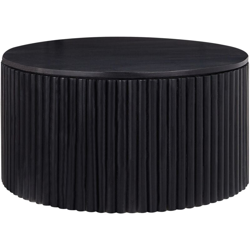 Beliani - Table Moderne Ronde avec Rangement en Bois de Manguier Noir Naturel Kirkwood