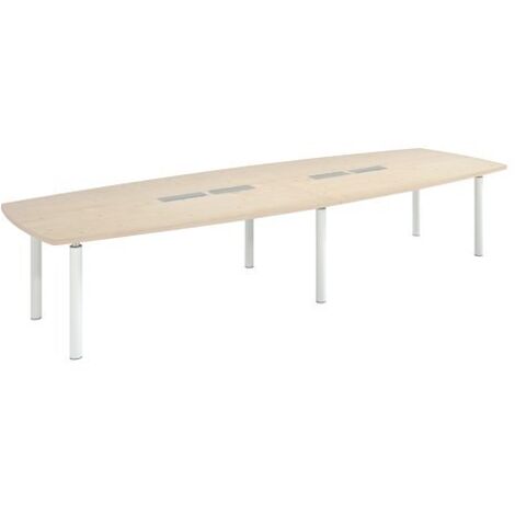 Table modulable Frégate 14 personnes peuplier piétement blanc - Maxiburo