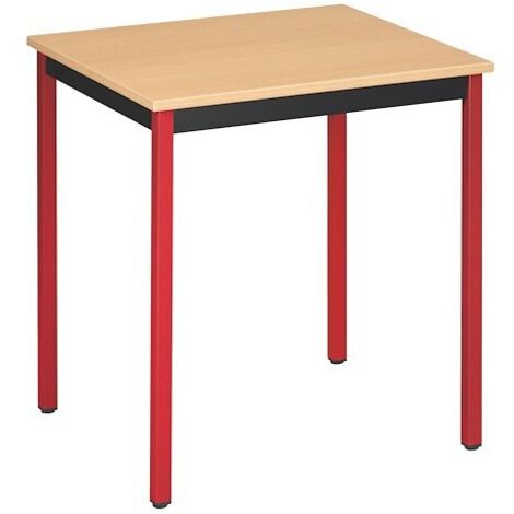 Table modulable Multi-usages éco Color L 70 x P 60 cm hêtre piètement rouge - Maxiburo