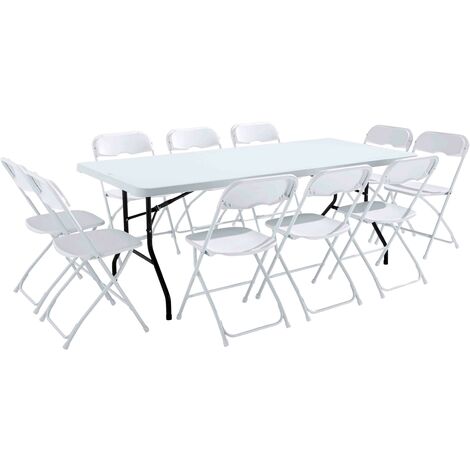 Table monobloc et chaises pliantes 10 places 200cm PEHD