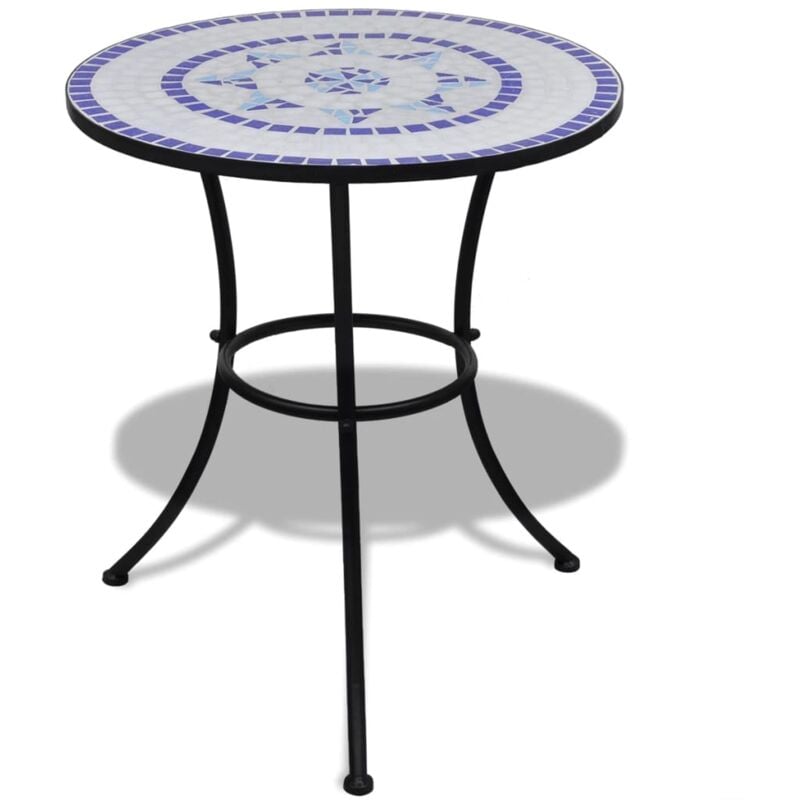 Table de bistro Bleu et blanc 60 cm Mosaïque Vidaxl