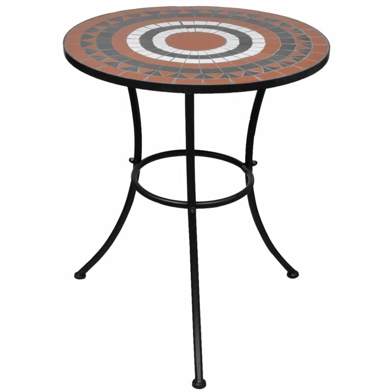 Asupermall - Table mosaique terre cuite / blanc