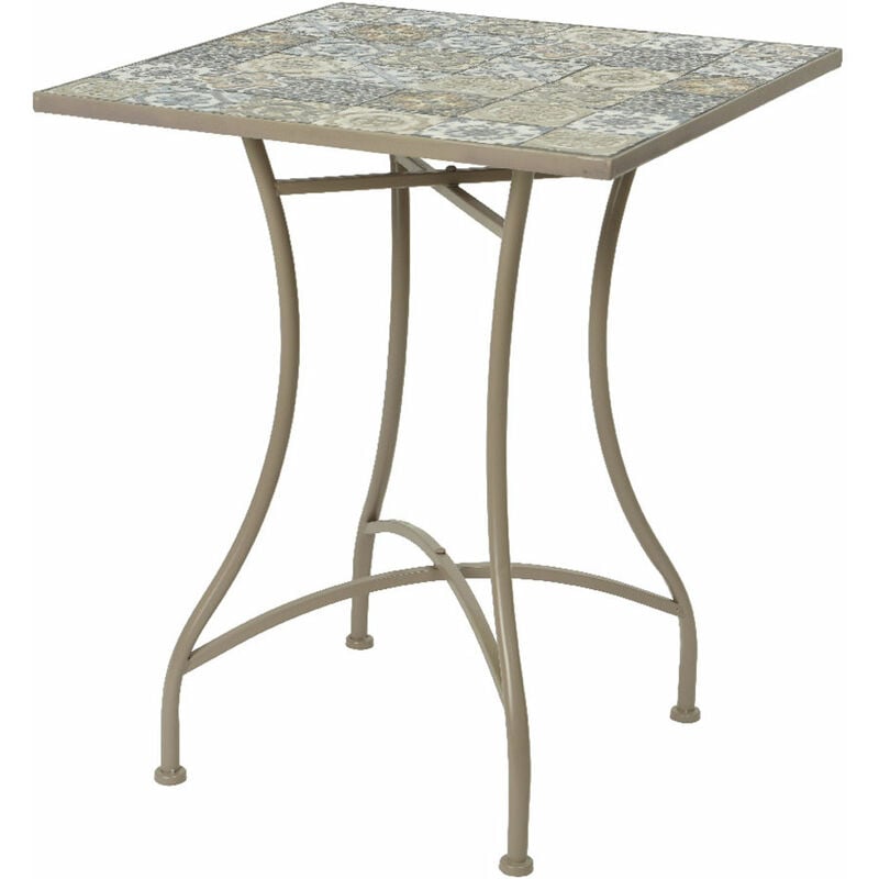 Table en métal/mosaïque couleur : brun 58x58x72cm modèle bistro pour l'extérieur