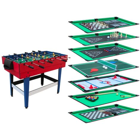 Table Multi-Jeux 12 en 1 avec plateaux de jeux modulables, Billard, Babyfoot, Ping-Pong, Hockey,,, - Marron