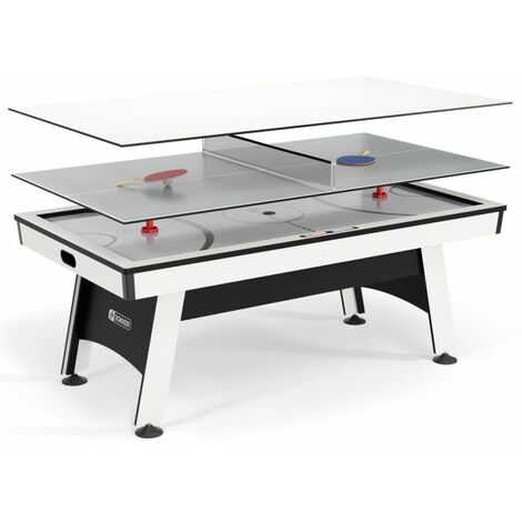 Table multi-jeux 3 en 1 - Samurai - Air Hockey, Ping-Pong et convertible Table dînatoire - Blanc