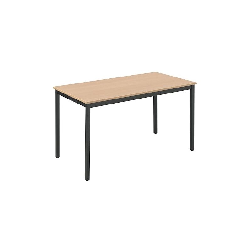 Sans Marque - Table multi-usages hêtre l 120 x p 60 cm - Éco - Piètement noir - Maxiburo