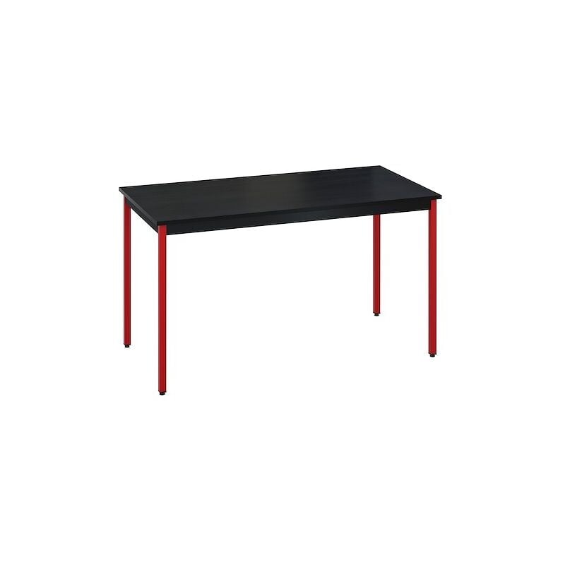 Sans Marque - Table multi-usage plateau noir l 140 x p 70 cm Zonza - Piètement rouge - Maxiburo