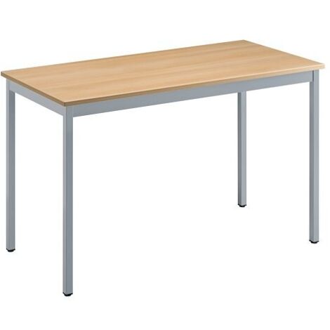 Table multi-usages chêne clair L 120 x P 60 cm - Éco - piétement aluminium - Maxiburo