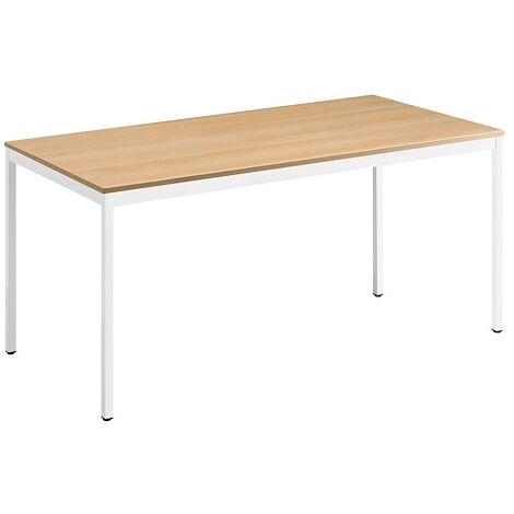Table multi-usages chêne clair L 160 x P 80 cm - Éco - piétement blanc - Maxiburo