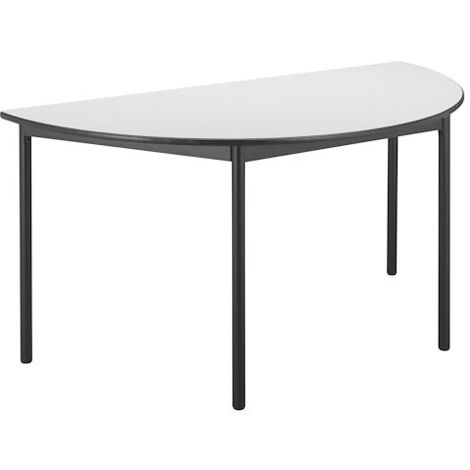 Table multi-usages demi-rond L 140 x P 70 cm, piétement noir - Confort - plateau gris - Maxiburo