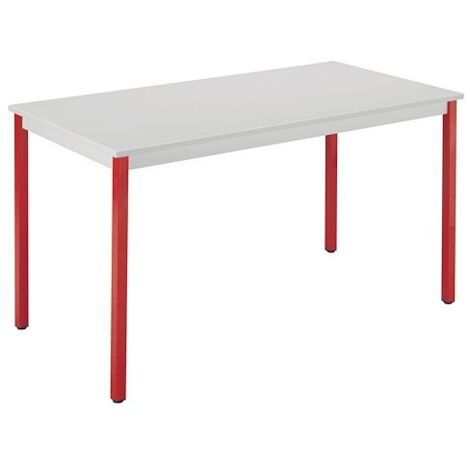 Table multi-usages gris clair L 160 x P 80 cm - Éco - piétement rouge - Maxiburo