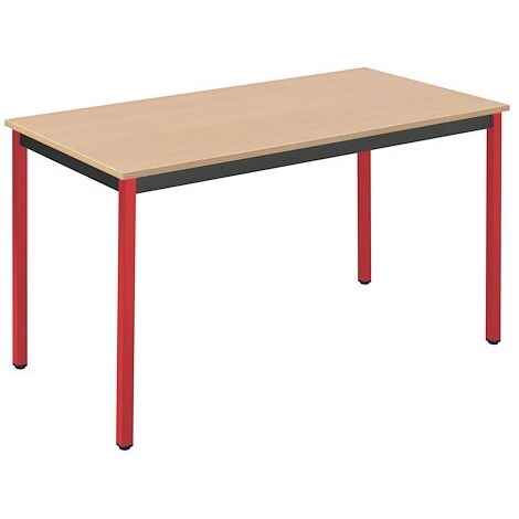 Table multi-usages hêtre L 120 x P 60 cm - Éco - Piètement rouge - Maxiburo