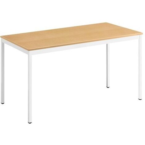 Table multi-usages hêtre L 140 x P 70 cm - Éco - piétement blanc - Maxiburo