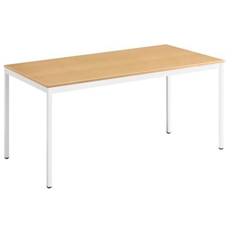 Table multi-usages hêtre L 160 x P 80 cm - Éco - piétement blanc - Maxiburo