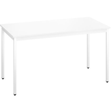 Table multi-usages plateau blanc L 140 x P 70 cm - Piètement blanc - Maxiburo