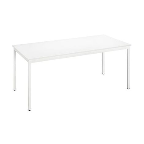 Table multi-usages plateau blanc L 160 x P 80 cm - Piètement blanc - Maxiburo