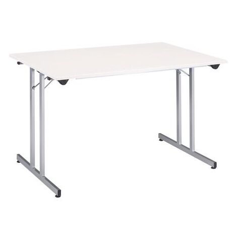 Table multi-usages pliante L 160 x P 80 cm - plateau blanc piètement aluminium - Maxiburo